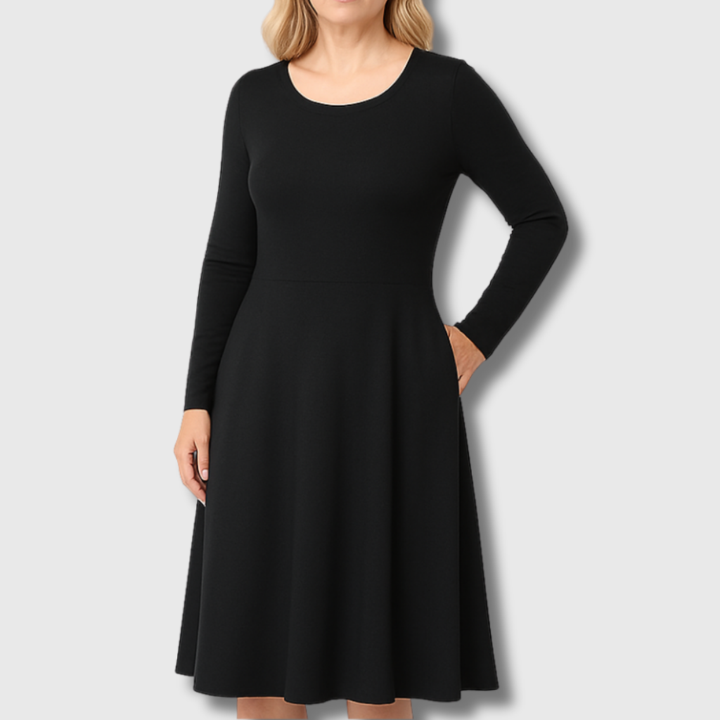Ava | Klasické šaty s dlouhým rukávem a rozšířenou sukní