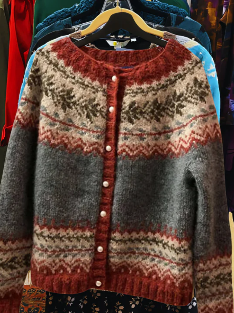 Nelia – Pletený cardigan s klasickým zimním vzorem