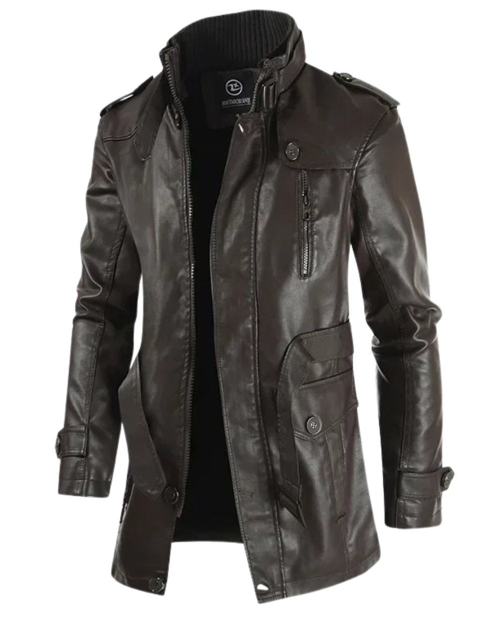 Krystian | Elegantní Dlouhá Kožená Biker Bunda