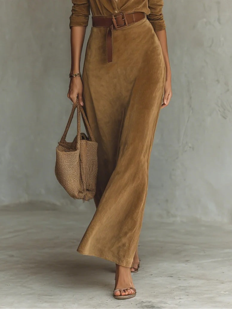 Célianne | Chic Suede Maxi Šaty