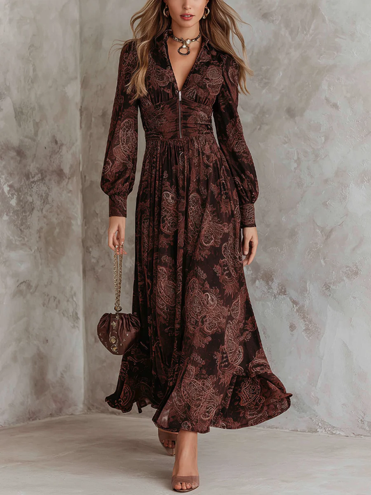 Amelia | Paisley zip maxi šaty