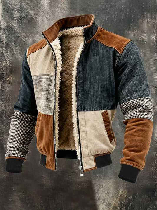 Fabian | Teplá retro patchwork bunda s zipem
